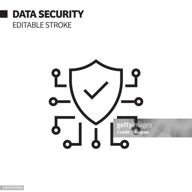 data security line icon, outline vector symbol illustration. pixel perfect, editable stroke. - security system stock illustrations