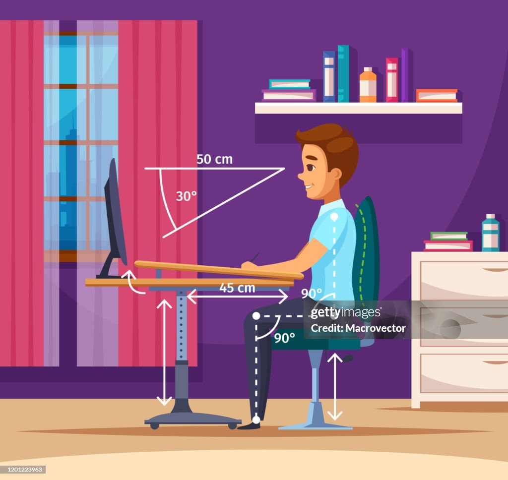 Keep Position Cartoon Children Posture Cartoon Composition High-Res Vector Graphic - Getty Images