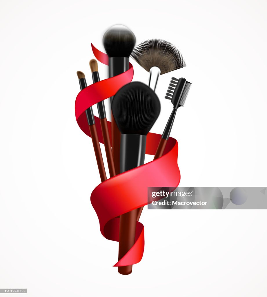 Makeup Ribbon Makeup Brushes Ribbon Realistic High-Res Vector Graphic - Getty Images