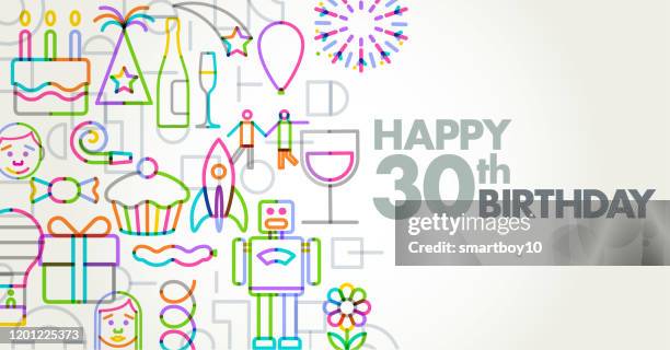 happy birthday - 30th birthday stock illustrations