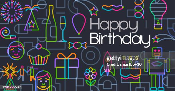 ilustrações, clipart, desenhos animados e ícones de feliz aniversário - happy birthday banner