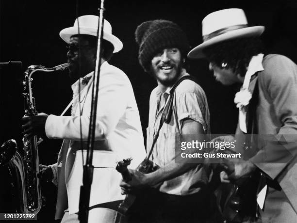 American musician and actor Clarence Clemons , American singer, songwriter, and musician Bruce Springsteen, American singer, songwriter, musician,...