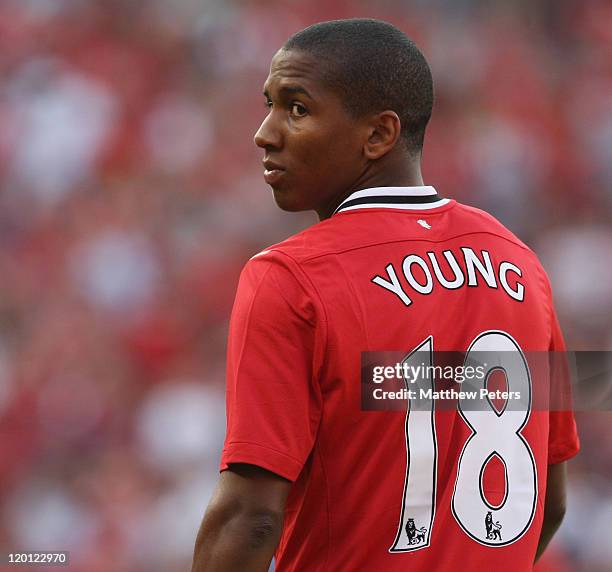 Ashley Young of Manchester United in action during the pre-season friendly match between Manchester United and Barcelona as part of their pre-season...