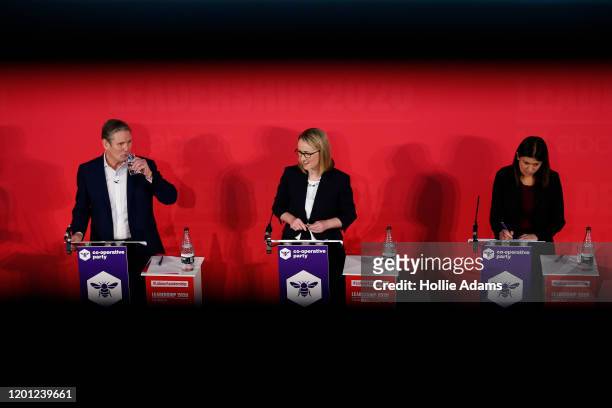 Sir Keir Starmer, Rebecca Long-Bailey and Lisa Nandy speaking at a hustings event for Labour Leader and Deputy Leader, hosted by the Co-operative...
