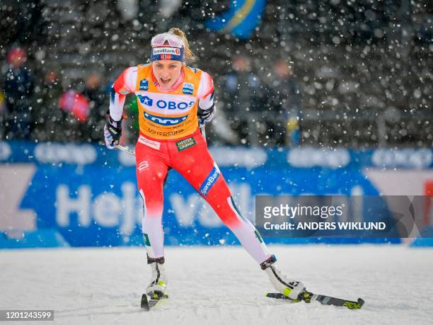 Norway's Therese Johaug competes during the Women's 10kms Pursuit event during the FIS Cross-Country World Cup Ski Tour 2020, in Ostersund, Sweden,...