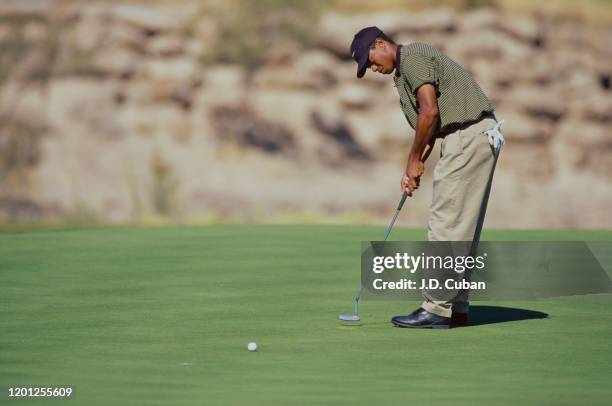 Tiger Woods of the United States on his way to his first professional golf tournament win at the PGA Las Vegas Invitational on 5th October 1996 at...