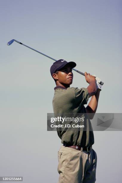 Tiger Woods of the United States on his way to his first professional golf tournament win at the PGA Las Vegas Invitational on 5th October 1996 at...