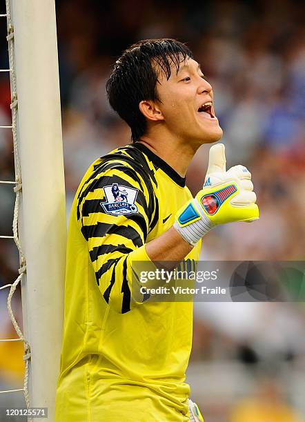 Mark Bunn of Kitchee in action against Blackburn Rovers during the Asia Trophy pre-season friendly match at the Hong Kong Stadium on July 30, 2011 in...