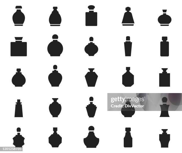 perfume icon set - perfume vector stock illustrations