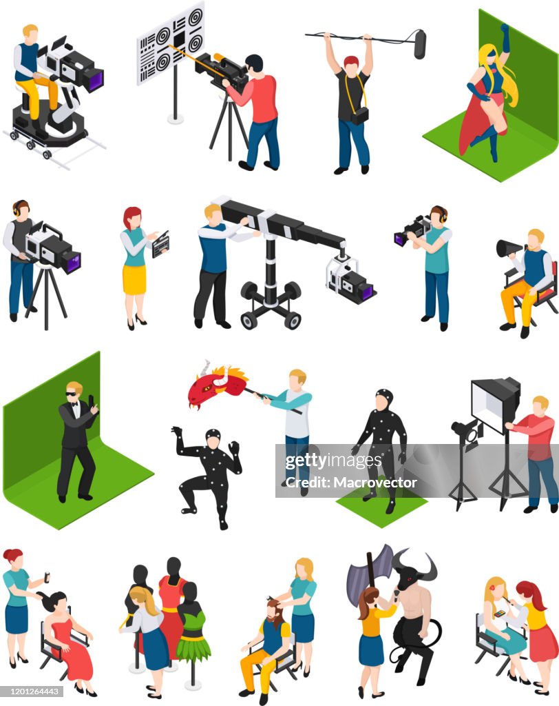 Operator Isometric Videographer Operator Cinematograph People Isometric High-Res Vector ...
