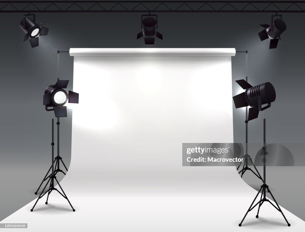 Computer Graphics Spotlight Spotlights Realistic Composition High-Res Vector Graphic - Getty Images