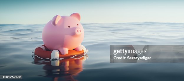 Piggy Bank On Lifebuoy, 3d Render Piggy Bank On Lifebuoy, 3d Render