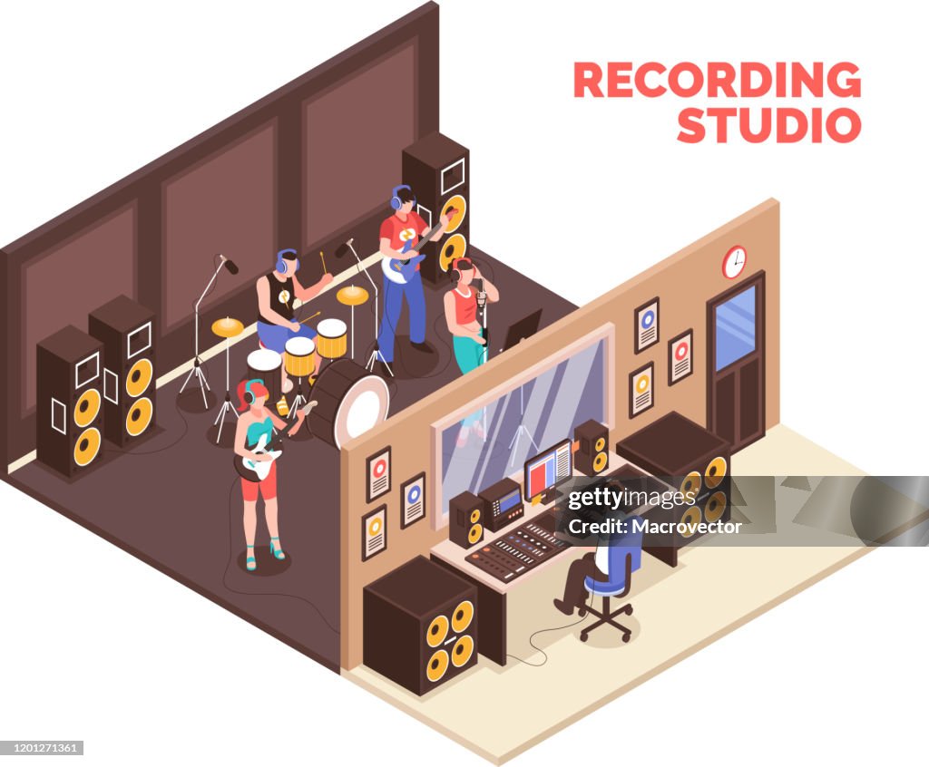 Sound Isometric Vector Isometric Music Sound Studio Horizontal Illustration High-Res Vector ...
