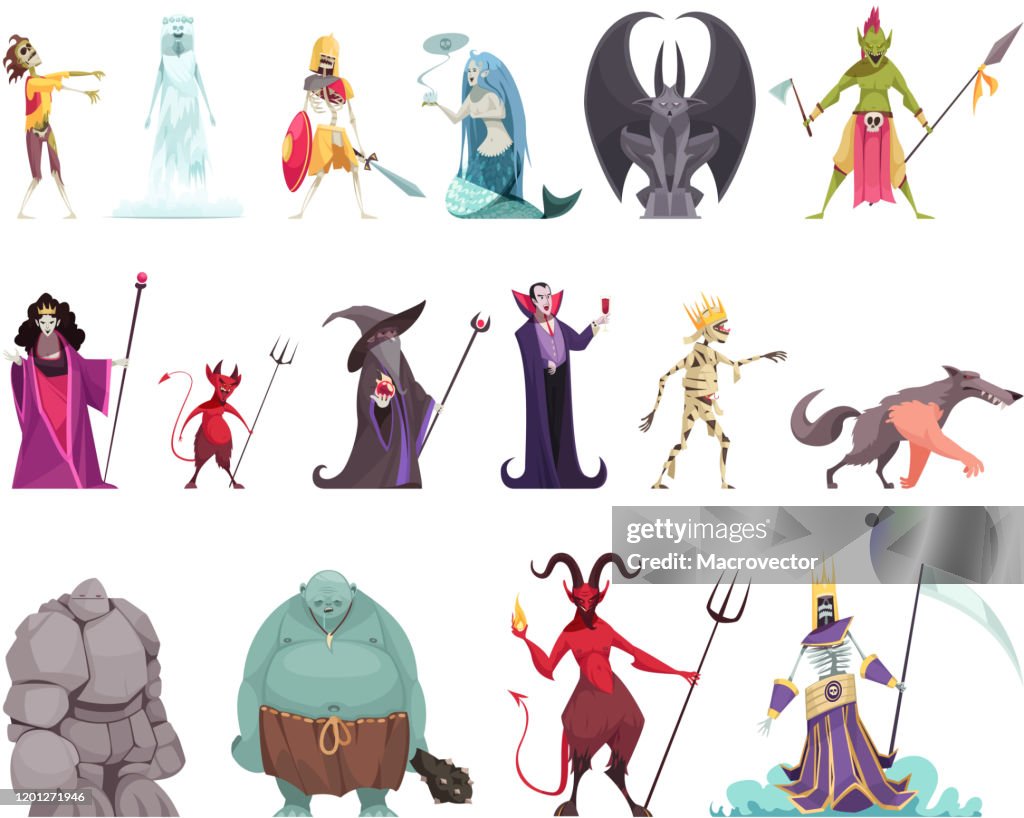 Evil Outside Fantasy Evil Characters Set High-Res Vector Graphic - Getty Images