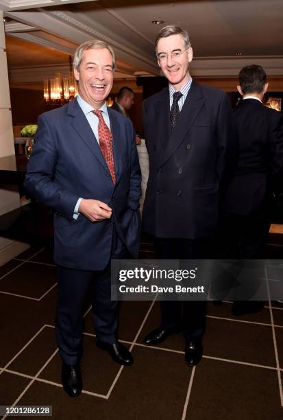 Nigel Farage and Jacob Rees-Mogg attend The Spectator Parliamentarian Of The Year Awards at Rosewood London on January 22, 2020 in London, England.