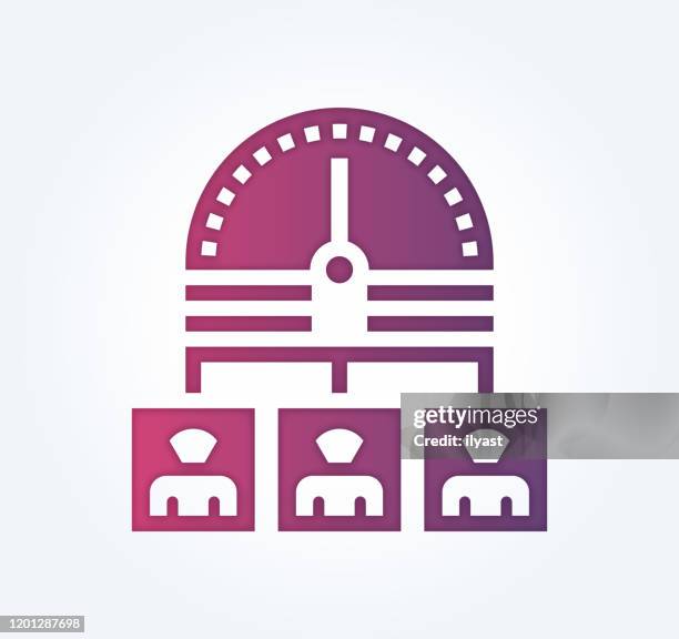 efficiency & effectiveness gradient fill color & paper-cut style icon design - director cut stock illustrations