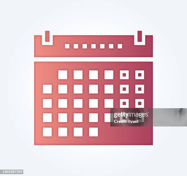 calendar analysis gradient fill color & paper-cut style icon design - saturday calendar stock illustrations