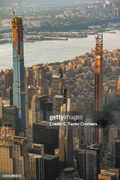 an aerial view of towers under construction on august 9, 2019 in new york city. - new york city museum of modern art stock-fotos und bilder