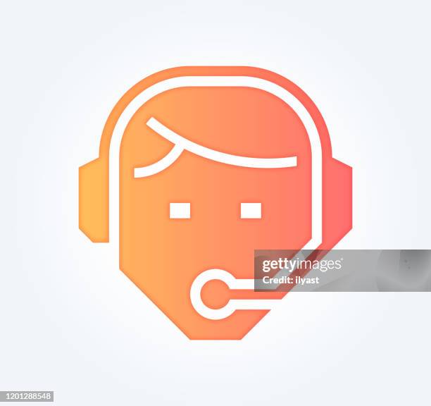 call center gradient fill color & paper-cut style icon design - vice president stock illustrations