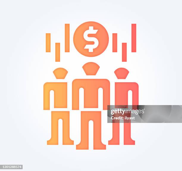 effective pay increases gradient fill color & paper-cut style icon design - interrogation stock illustrations