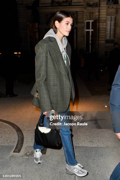 Kaia Gerber attends the Valentino Haute Couture Spring/Summer 2020 show as part of Paris Fashion Week on January 22, 2020 in Paris, France.