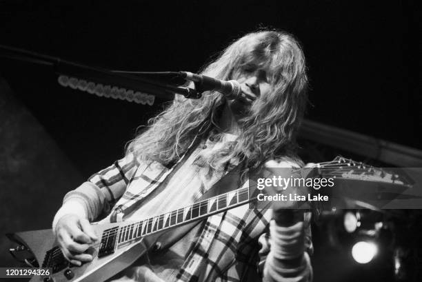 Megadeth guitarist and singer Dave Mustaine performs at the Allentown Fairgrounds on January 18 in Allentown, Pennsylvania.