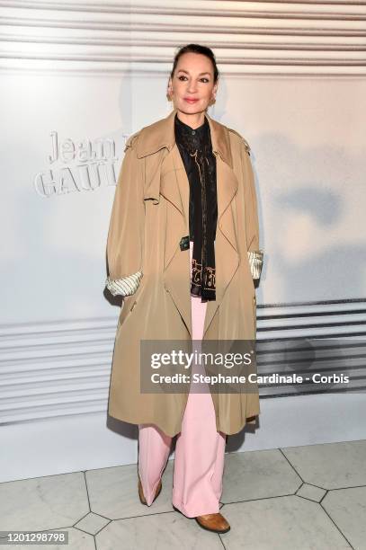 Jeanne Balibar attends the Jean-Paul Gaultier Haute Couture Spring/Summer 2020 show as part of Paris Fashion Week at Theatre Du Chatelet on January...