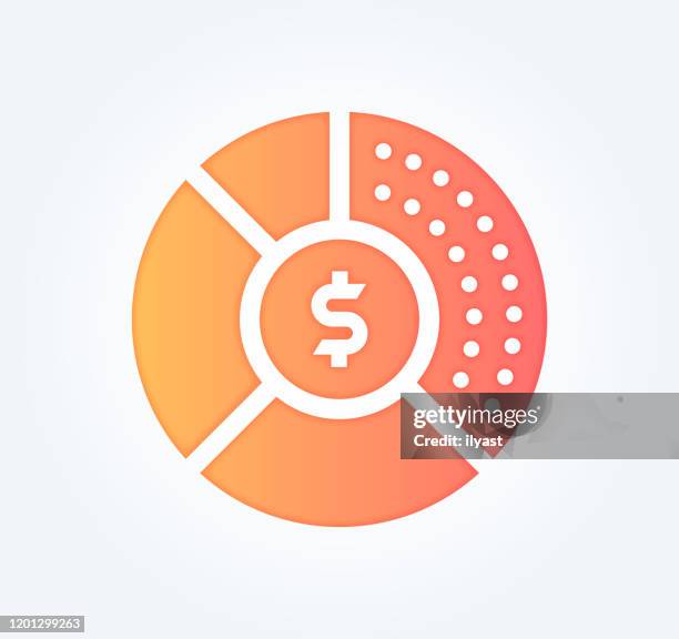 data visualization gradient fill color & paper-cut style icon design - virtual fair stock illustrations