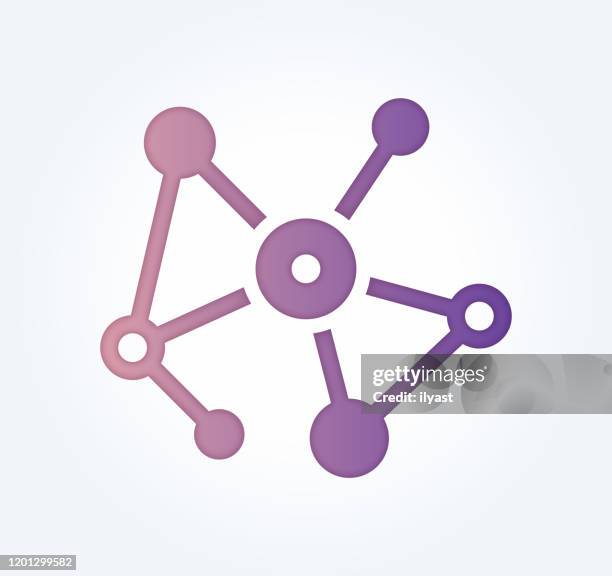 stockillustraties, clipart, cartoons en iconen met neural networks verloop vul kleur & papier-cut stijl pictogram ontwerp - artificieel neuraal netwerk