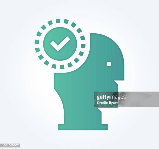 think tanks gradient fill color & paper-cut style icon design - easy solutions stock illustrations