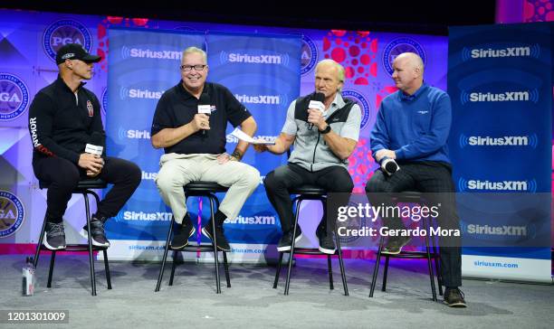 Joey Diovisalvi, Ron Jaworski, Greg Norman and Brian Katrek on the SiriusXM Town Hall at the PGA Merchandise Show on January 22, 2020 in Orlando,...