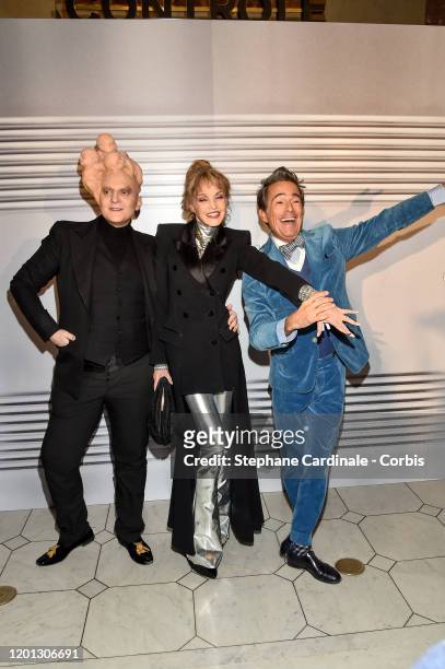 Ali Mahdavi, Arielle Dombasle and Vincent Dare attends the Jean-Paul Gaultier Haute Couture Spring/Summer 2020 show as part of Paris Fashion Week at...