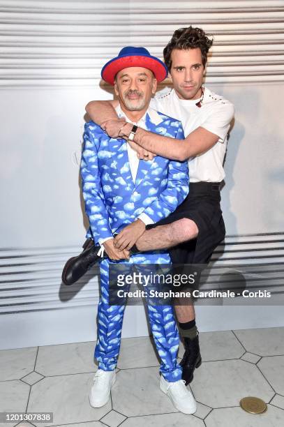 Christian Louboutin and Mika attend the Jean-Paul Gaultier Haute Couture Spring/Summer 2020 show as part of Paris Fashion Week at Theatre Du Chatelet...