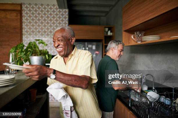 het is tijd voor wat teamwork. - wash the dishes stockfoto's en -beelden