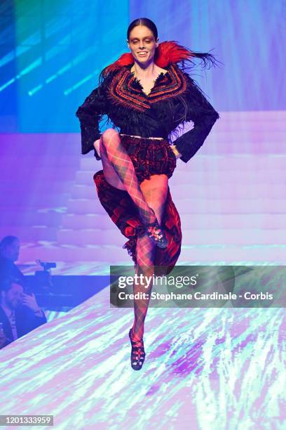 Coco Rocha walks the runway during the Jean-Paul Gaultier Haute Couture Spring/Summer 2020 show as part of Paris Fashion Week at Theatre Du Chatelet...