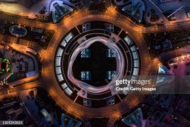 General view of the city in empty street of Optical Valley on February 16, 2020 in Wuhan, Hubei province, China. Flights, trains and public transport...