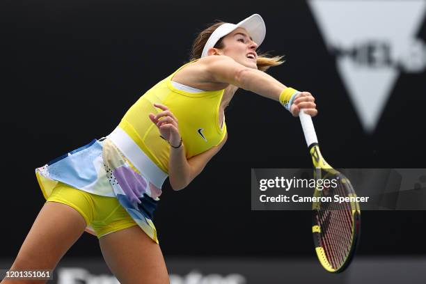 Catherine Bellis of the United States serves during her Women's Singles second round match against Karolina Muchova of Czech Republic on day four of...