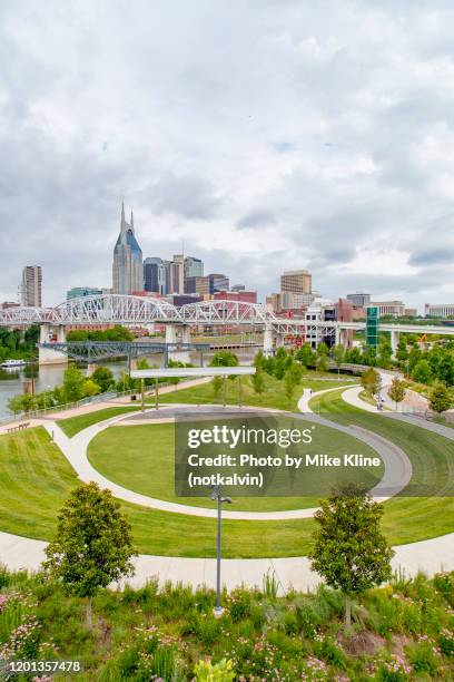 nashville skyline with cumberland park - talll - cumberland river 個照片及圖片檔