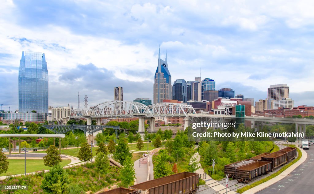 Nashville skyline with Cumberland Park