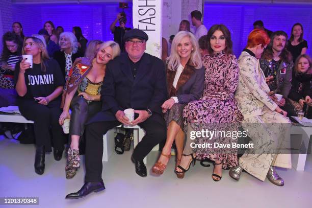 Melanie Blatt, Jaime Winstone, Ray Winstone, Elaine Winstone, Lois Winstone and Sandy Powell attend the Pam Hogg show during London Fashion Week...