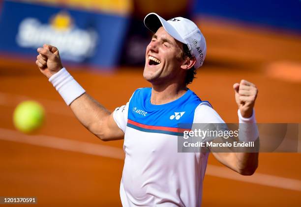 Casper Ruud of Norway celebrates after winning Men's Singles Final match against Pedro Sousa of Portugal as part of day 7 of ATP Buenos Aires...