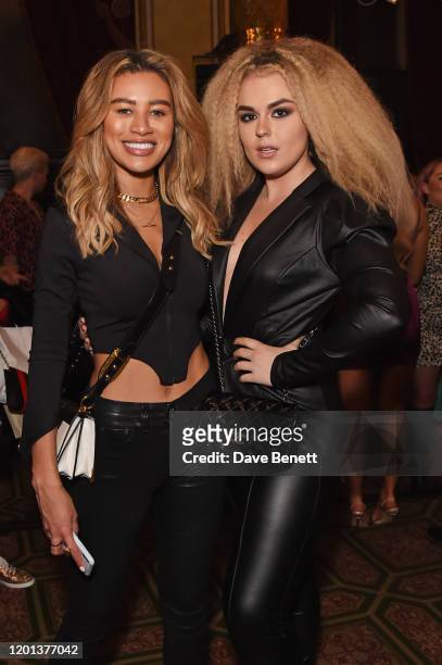 Montana Brown and Tallia Storm attend the Ethical Designer Showcase featuring Oh Polly during London Fashion Week February 2020 at The Royal...