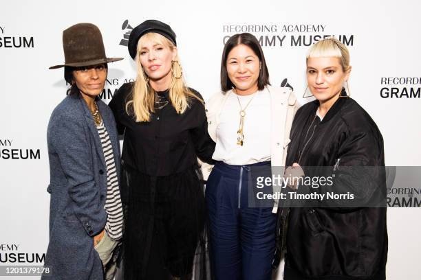 Linda Perry, Natasha Bedingfield, Monica Zhang and Anna Bulbrook attend Music in Action: Conversations with those diversifying, preserving and...