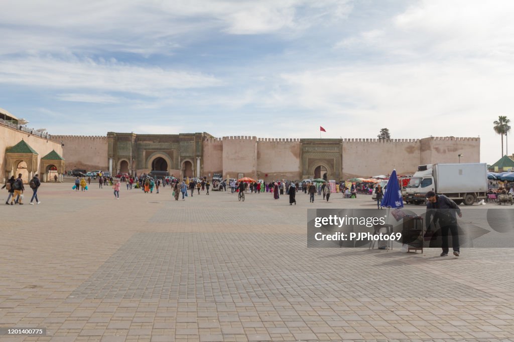 People walking in Lahdim Square in Meknes - Morocco