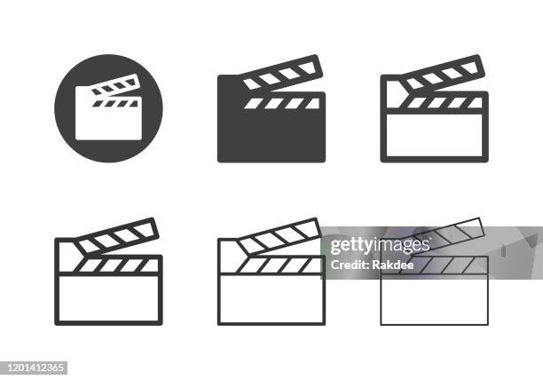 film slate icons - multi series - clapperboard stock illustrations