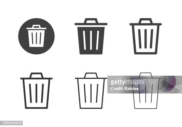 garbage can icons - multi series - obsolete stock illustrations