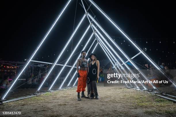People during wonderfruit 2019 festival, asian burning man on December 15, 2019 in Pattaya, Thailand.