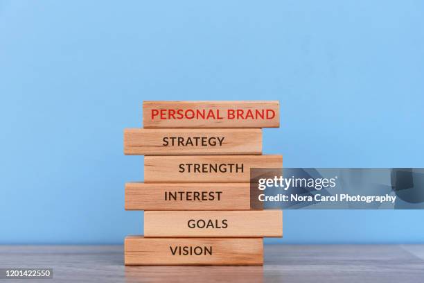 personal brand concept wood block - self build stock pictures, royalty-free photos & images