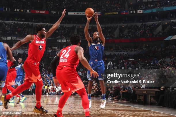 Kawhi Leonard of Team LeBron shoots three point basket during the 69th NBA All-Star Game on February 16, 2020 at the United Center in Chicago,...