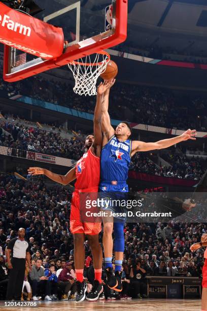 Devin Booker of Team LeBron drives to the basket during the 69th NBA All-Star Game on February 16, 2020 at the United Center in Chicago, Illinois....